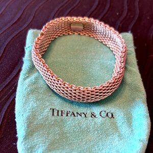 Tiffany & Co. sterling silver mesh “somerset” bracelet bangle